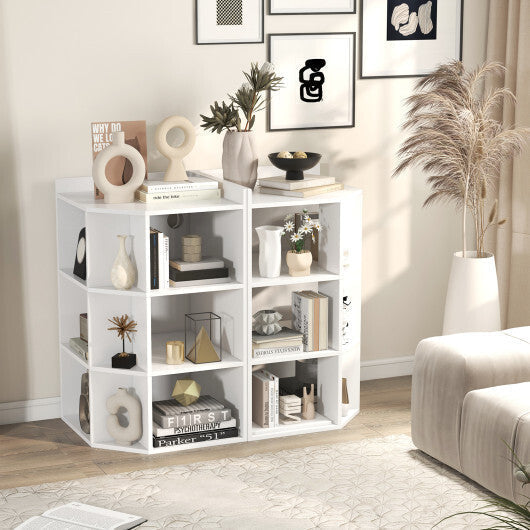 3-Tier Corner Cabinet with Charging Station for Bedroom-Natural