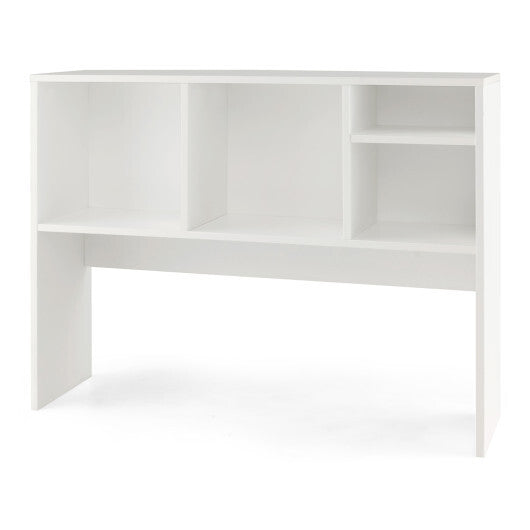 Computer Desktop Bookcase with 4 Cubbies and Open Back Compartment-Natural