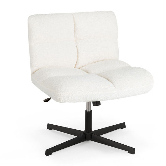 Office Armless Chair Cross Legged with Imitation Lamb Fleece and Adjustable Height-Gray