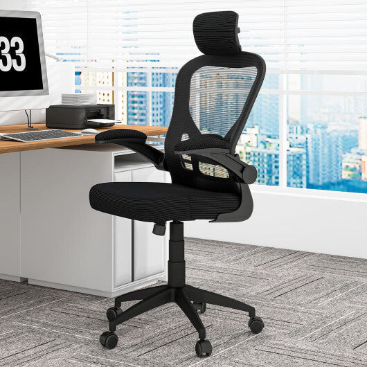 Ergonomic Mesh Office Chair with Adjustable Height for Home Office-Black