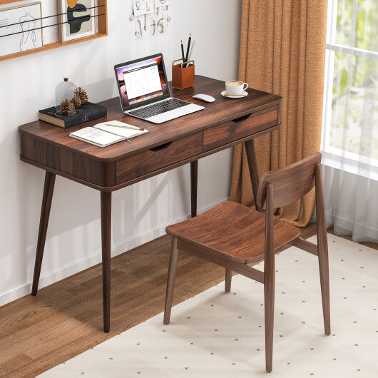 43.5 Inch Computer Desk with 2 Drawers for Small Spaces-White