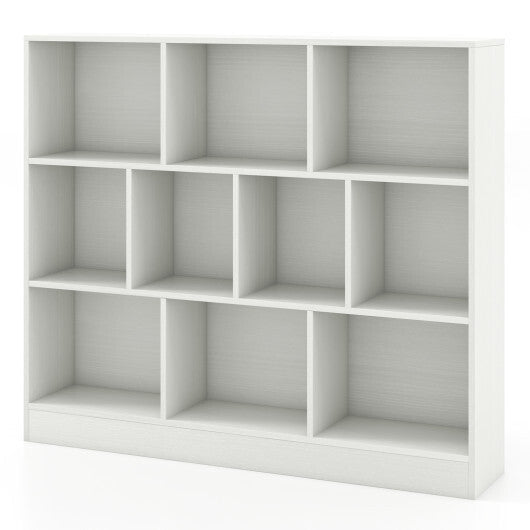 41 inches Wooden Toy Storage Organizer with 10 Cubes for Kids-White
