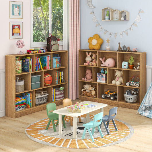 41 inches Wooden Toy Storage Organizer with 10 Cubes for Classroom Daycare Nursery Kindergarten-White
