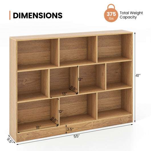 41 inches Wooden Toy Storage Organizer with 10 Cubes for Classroom Daycare Nursery Kindergarten-White