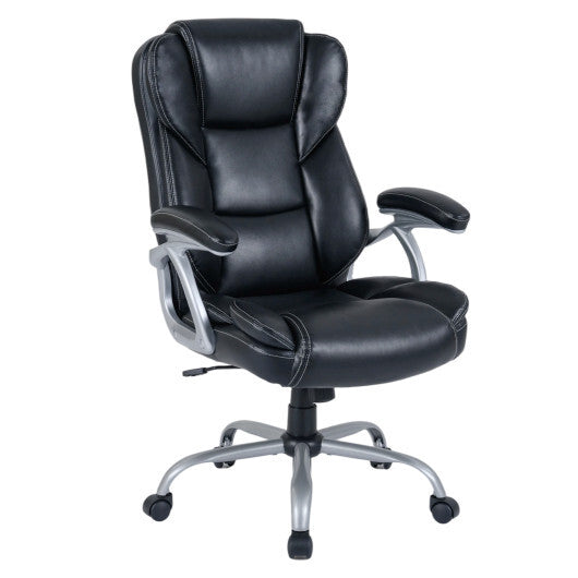 Executive Office Chair Leather Ergonomic Computer Desk Chair with Padded Seat and Armrests-Brown