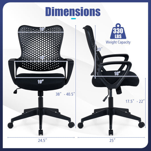 Ergonomic Office Chair Height Adjustable Computer Desk Chair with Breathable Butterfly Back-Black