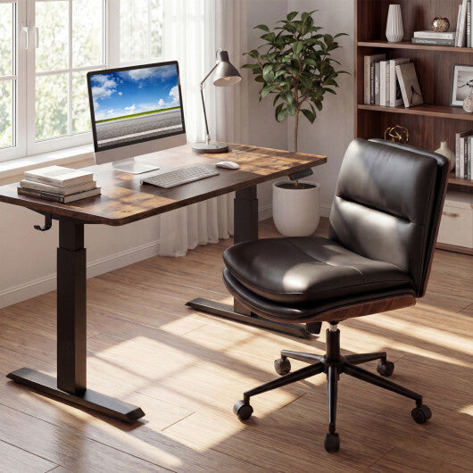 Armless Office Chair with Curved Backrest and Padded Seat-White