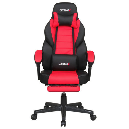 Ergonomic Video Game Chair with Headrest and Reclining Backrest-Red