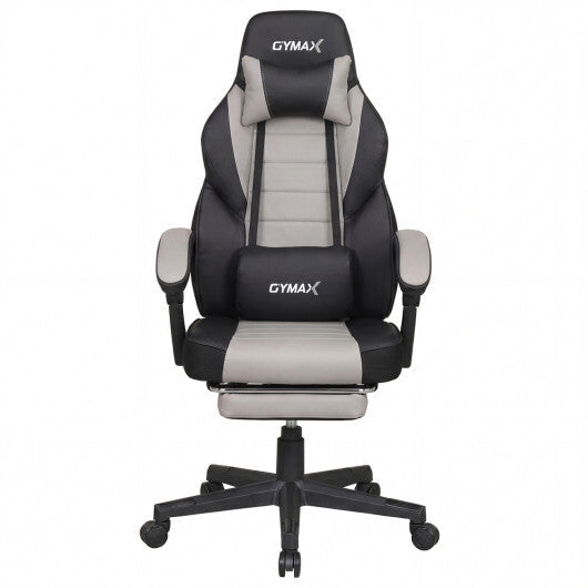 Ergonomic Video Game Chair with Headrest and Reclining Backrest-Red