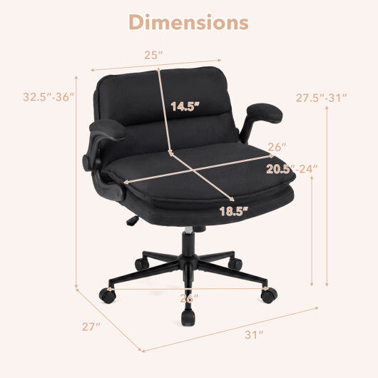 Criss Cross Chair on Wheels with Flip-up Arms Adjustable Height-Gray