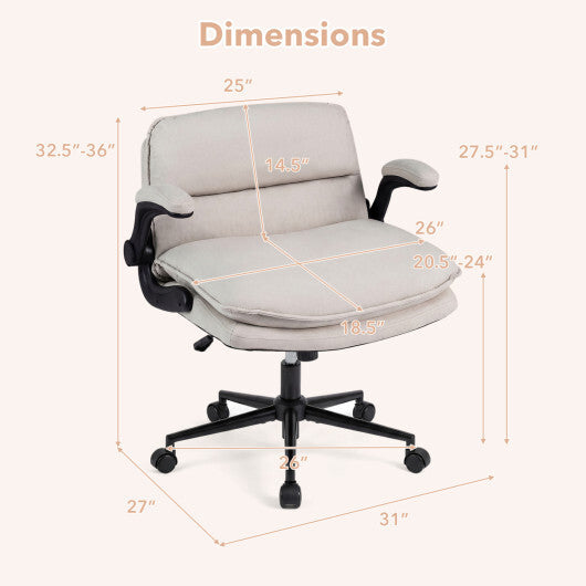 Criss Cross Chair on Wheels with Flip-up Arms Adjustable Height-Gray