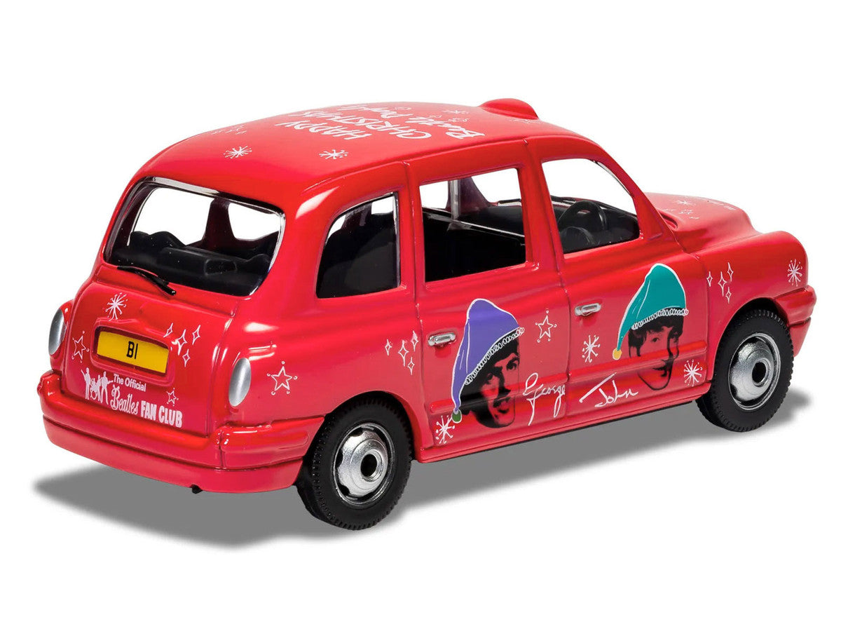 The Beatles London Taxi RHD (Right Hand Drive) "Christmas Taxi" Red with Graphics Diecast Model by Corgi