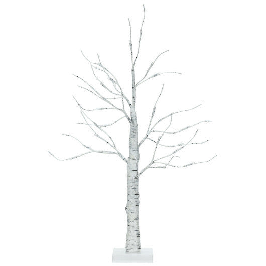 2 Feet Pre-lit White Twig Birch Tree Battery Powered for Christmas Holiday - Color: White - Size: 2 ft