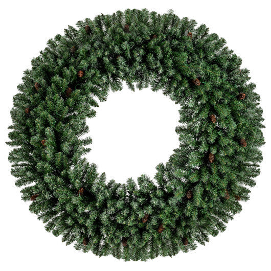 60 Inch Pre-Lit Artificial Christmas Wreath 200 LED Warm White Lights-1 Piece