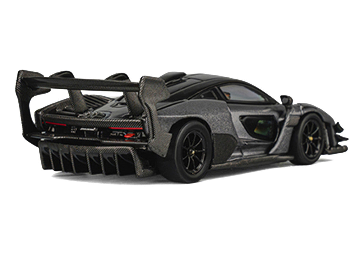 McLaren Senna GTR Dark Gray Metallic with Carbon Hood and Black Top 1/64 Diecast Model Car by CM Model