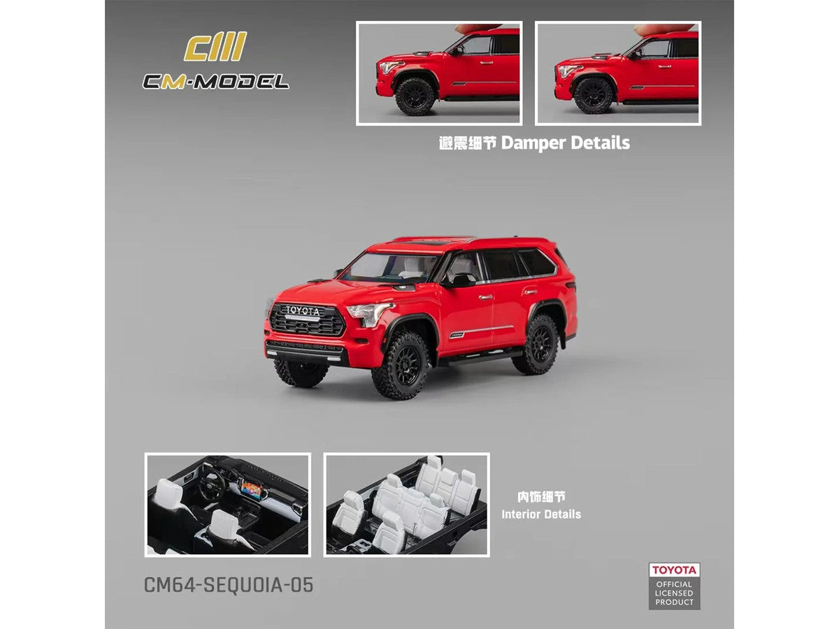 2024 Toyota Sequoia Solar Red 1/64 Diecast Model Car by CM Model