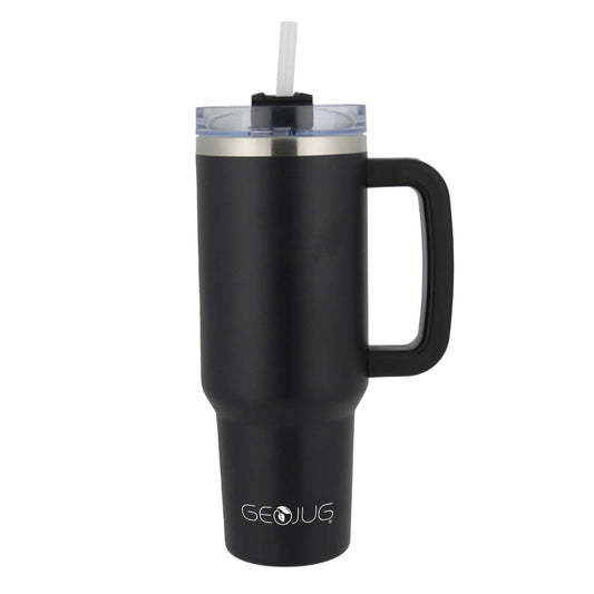 Brentwood GEOJUG 40oz Insulated Stainless Steel Tumbler Cup in Black with Handle