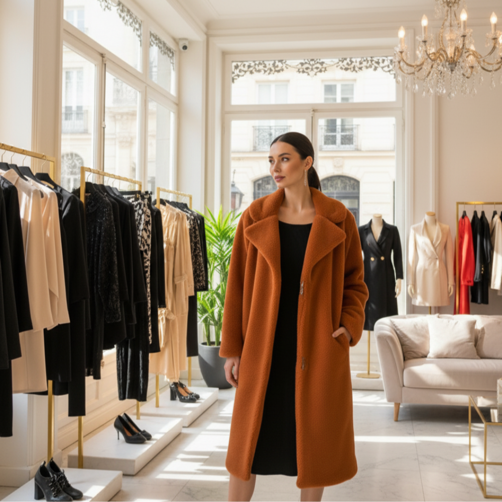 Womens Faux Fur Coat with Notch Collars