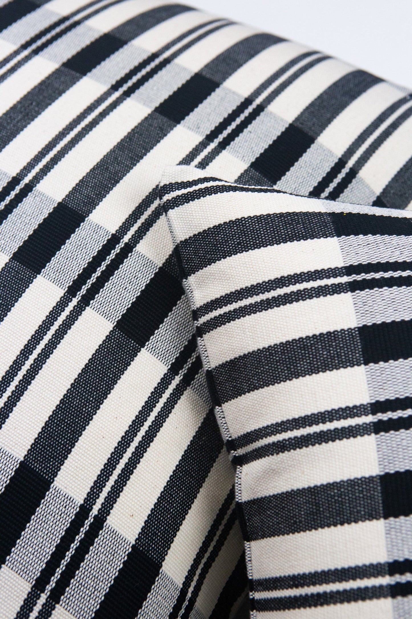 Cecilia Black and Ivory Striped Plaid Pillow - 12" x 20"