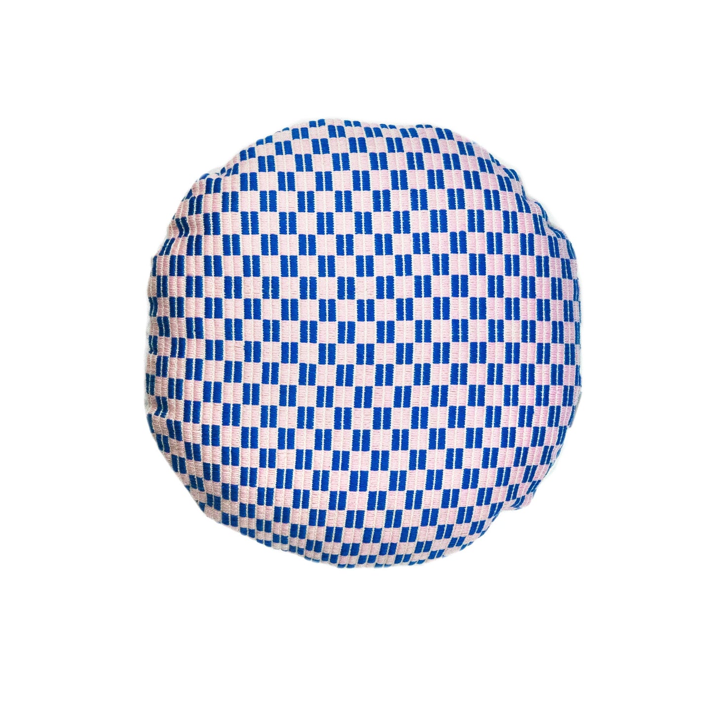 Checkered Brocade Pillow - Pink & Blue Circle