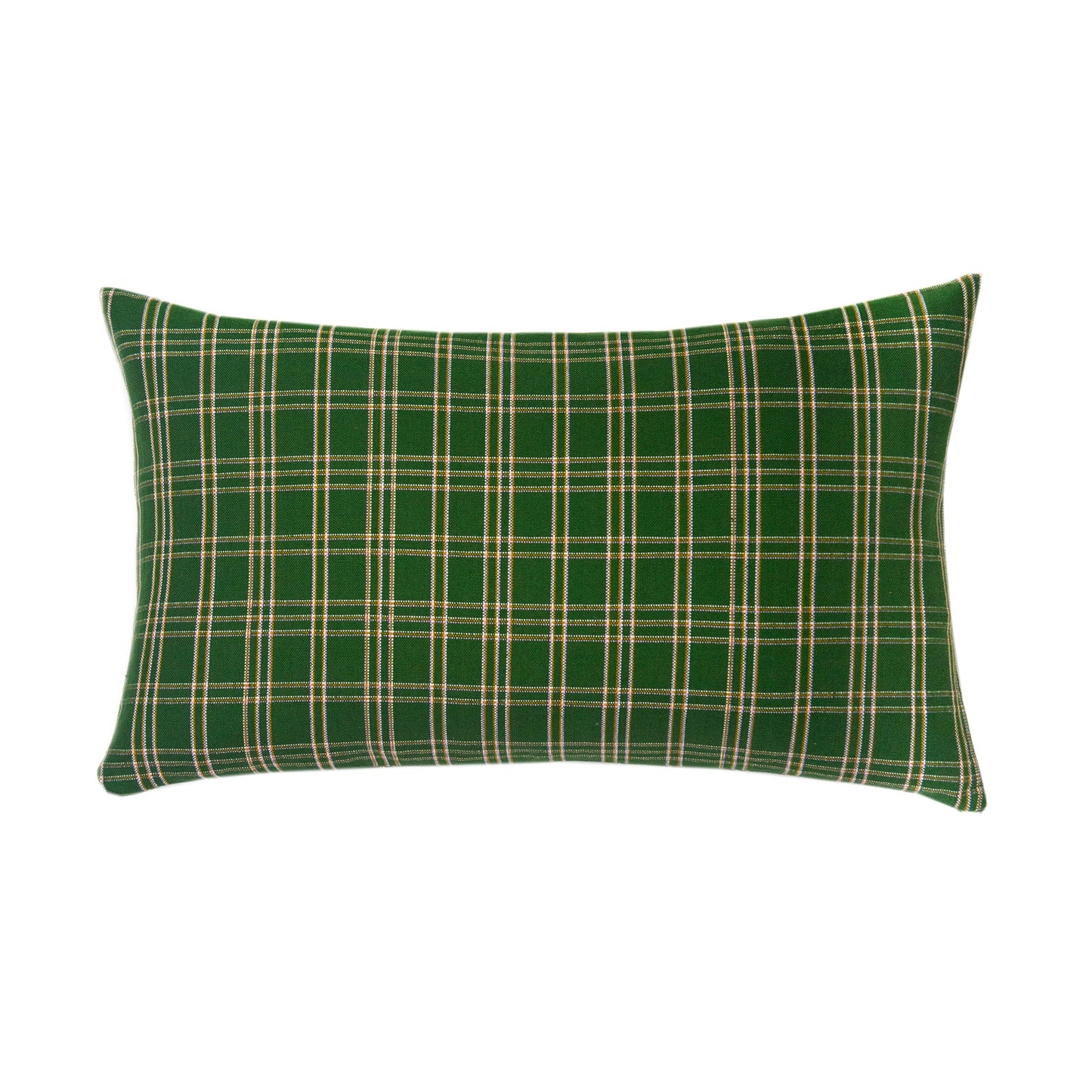 Chiapas Plaid Forest Green Pillow 12" x 20"