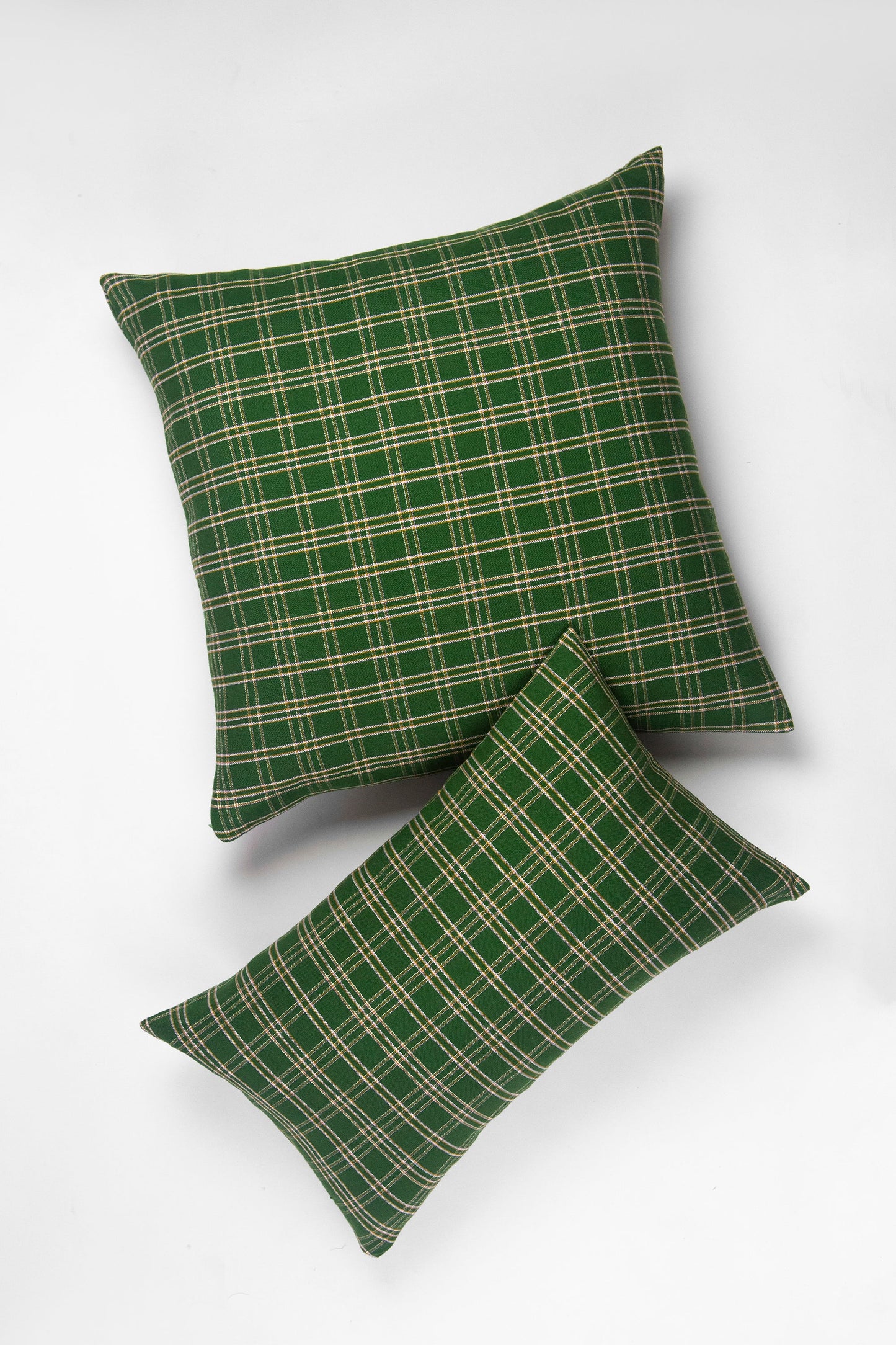 Chiapas Plaid Forest Green Pillow 12" x 20"