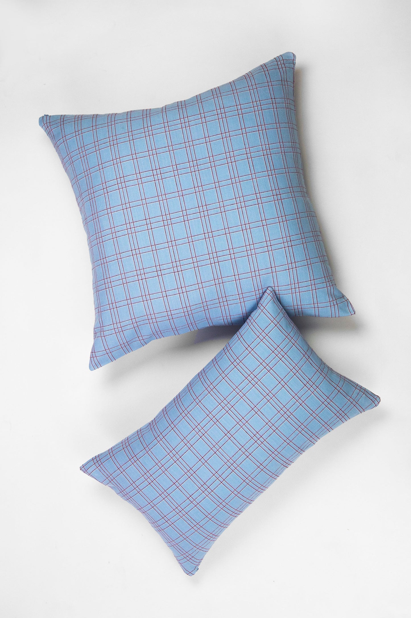 Chiapas Plaid Light Blue Pillow 12" x 20"