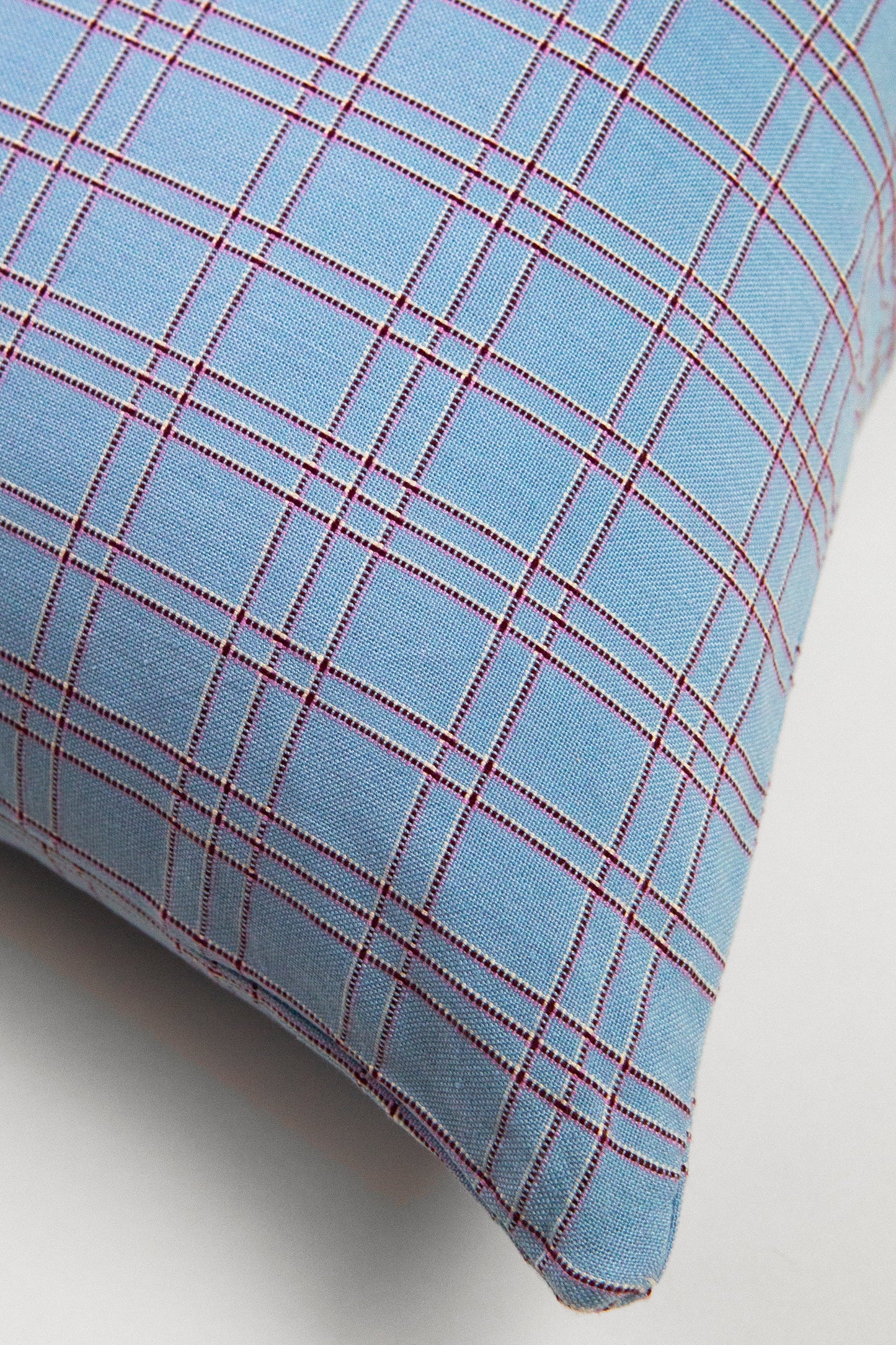 Chiapas Plaid Light Blue Pillow 12" x 20"