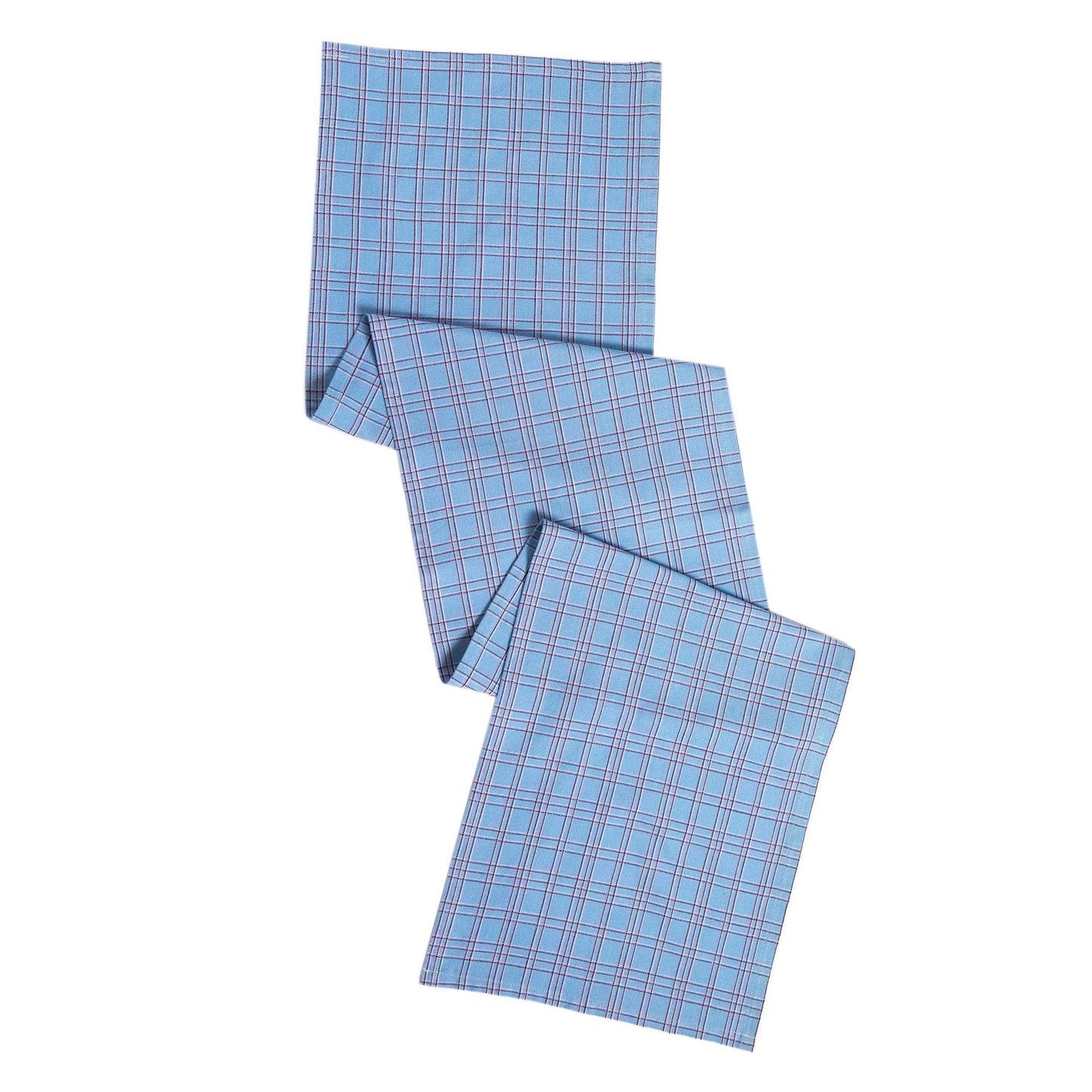 Chiapas Plaid Light Blue Table Runner