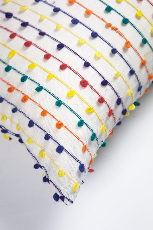 Vintage Rainbow Nubby Pillow - 12" x 20"