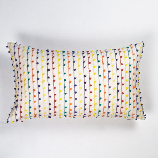 Vintage Rainbow Nubby Pillow - 12" x 20"