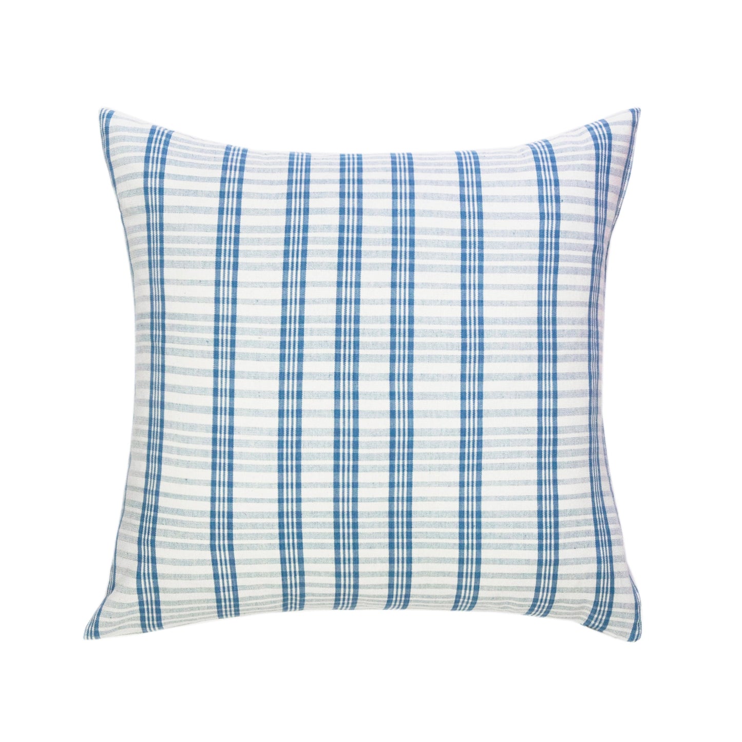 Coco Plaid Pillow in Natural Indigo - 20" x 20"