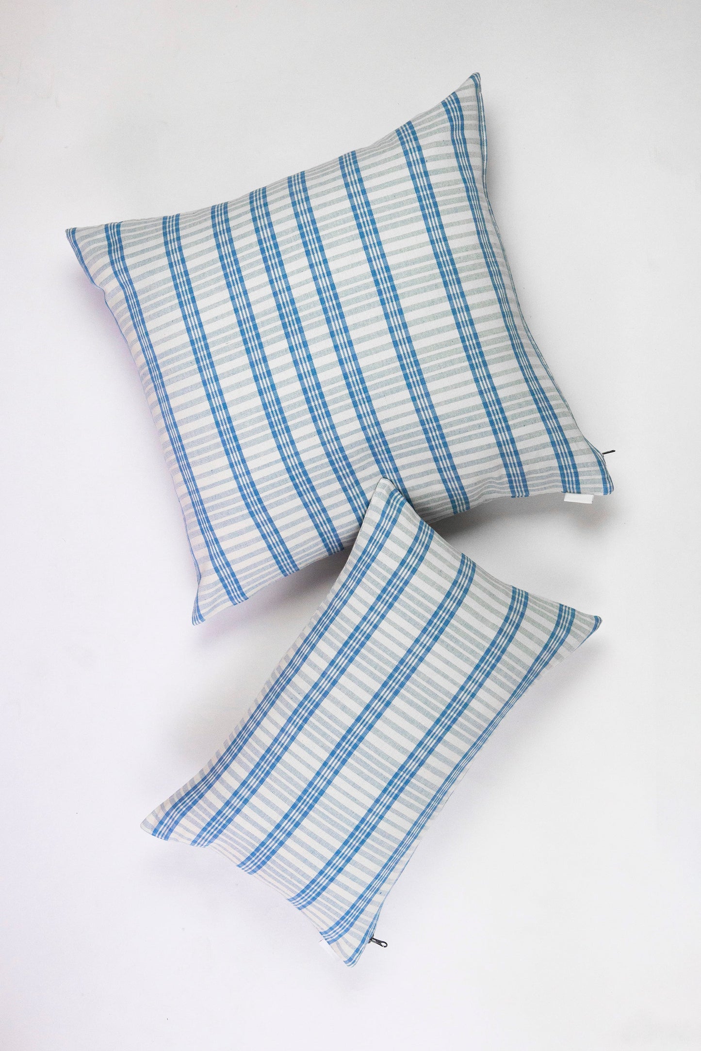 Coco Plaid Pillow in Natural Indigo - 20" x 20"
