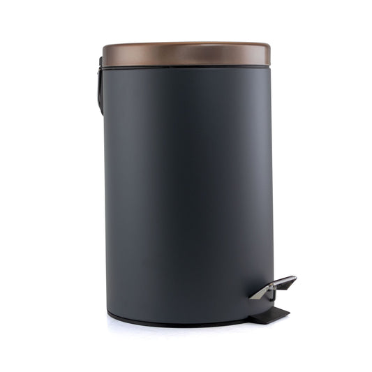 Elama 3 Gallon Stylish Grey and Copper Soft Pedal Office, Kitchen and Bathroom Trash Bin