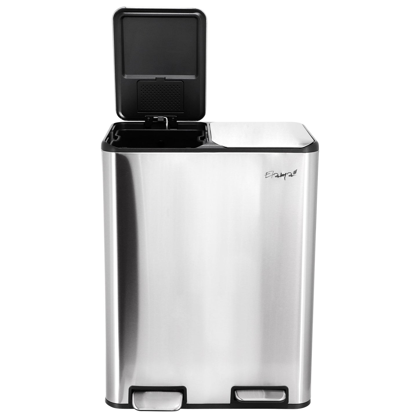 Elama 2 Section 30 Liter/ 8 Gallon Each Section Trash and Recycling Step Bin with Slow Close Mechanism