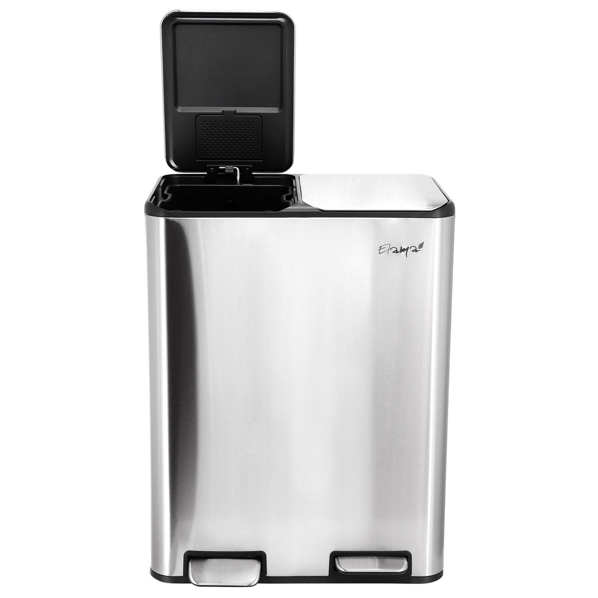 Elama 2 Section 30 Liter/ 8 Gallon Each Section Trash and Recycling Step Bin with Slow Close Mechanism