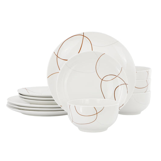 Elama Sydney 12 Piece Porcelain Dinnerware Set, Service for 4