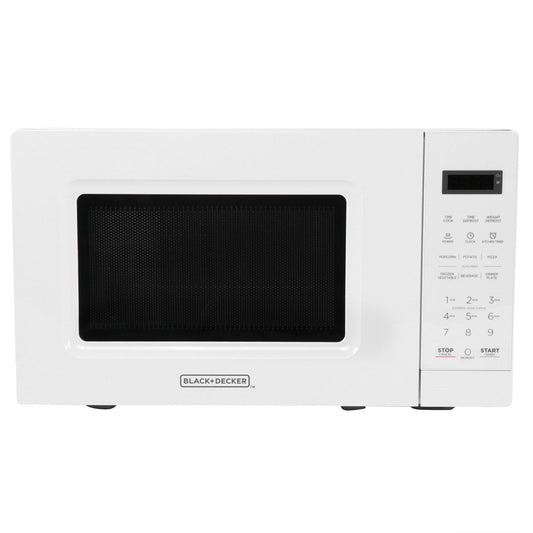 Black and Decker 0.7 Cu Ft 700 Watt LED Digital Microwave Oven in White with Child Safety Lock