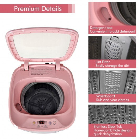 8lbs Portable Fully Automatic Washing Machine with Drain Pump-Pink
