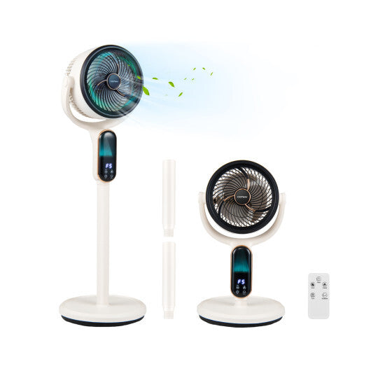 Oscillating Pedestal Fan with 8 Speeds Remote and 12H Timer-White