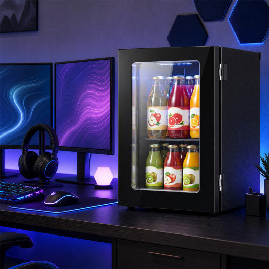 0.6 Cu.Ft Beverage Refrigerator 24 Cans Countertop Mini Fridge-Black