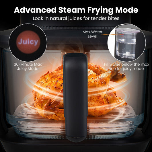 4.7 QT Glass Air Fryer with Steam Frying Mode-Black