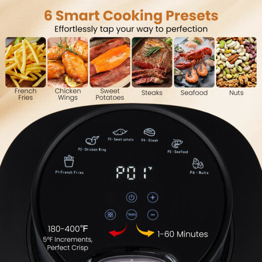 4.7 QT Glass Air Fryer with Steam Frying Mode-Black