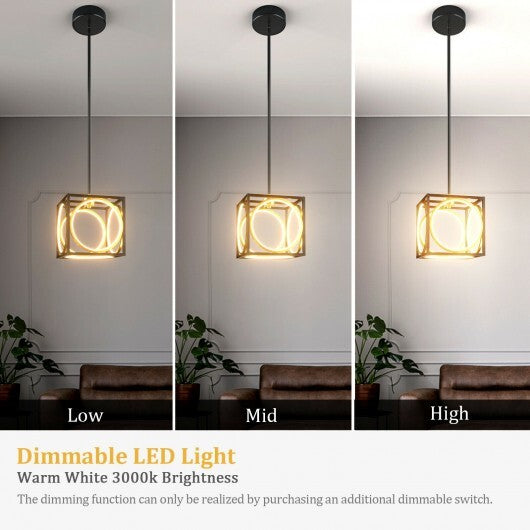 Modern LED Pendant Light with 42 Inches Adjustable Suspender-Golden