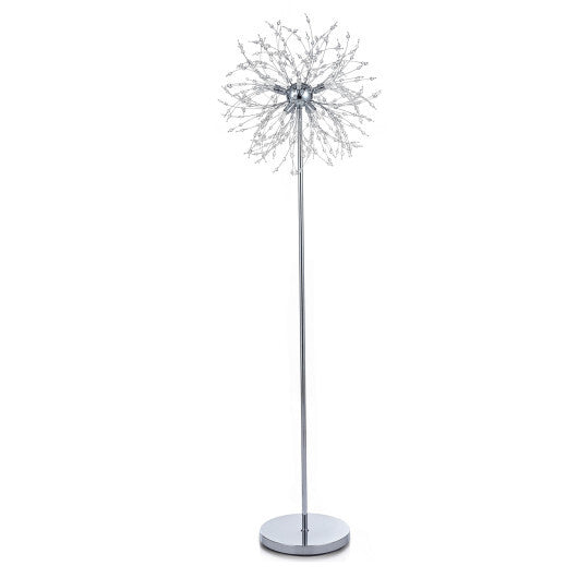 63-Inch Crystal Floor Lamp with Acrylic Crystals-Gold