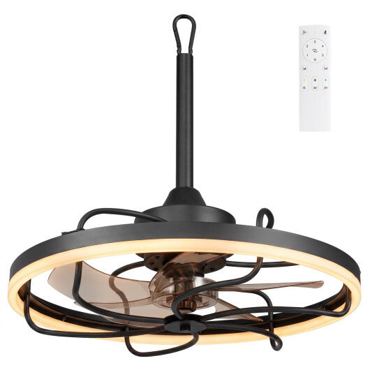 20" Celling Fan with Dimmable LED Light 6 Speeds and Timer-Black