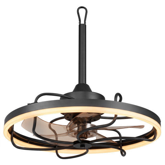 20" Celling Fan with Dimmable LED Light 6 Speeds and Timer-Black