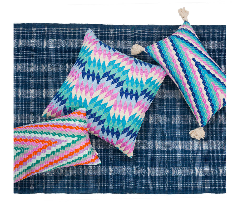 Made to order: Almolonga Zig Zag Pillow - Blue Multi