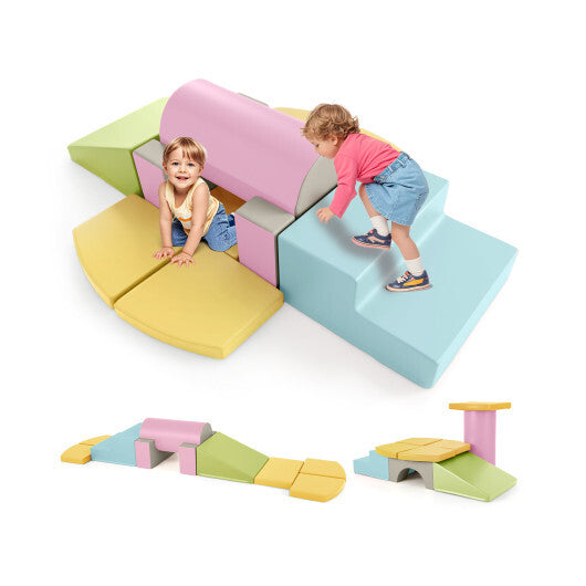 10-Piece Foam Climbing Toys for Toddlers Soft Foam PU Leather Building Blocks-Color