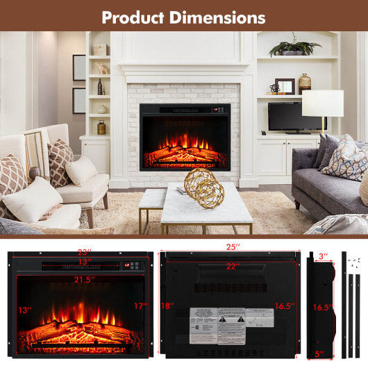 18 Inch Electric Fireplace Inserted with Adjustable LED Flame